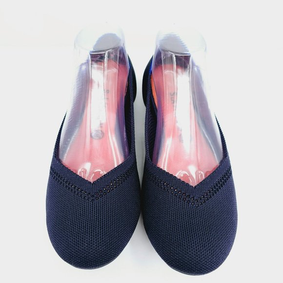 Rothys Maritime Lattice Stitch Flats 11 Navy Blue Round Toe Knit Retired Slip On - Picture 4 of 15